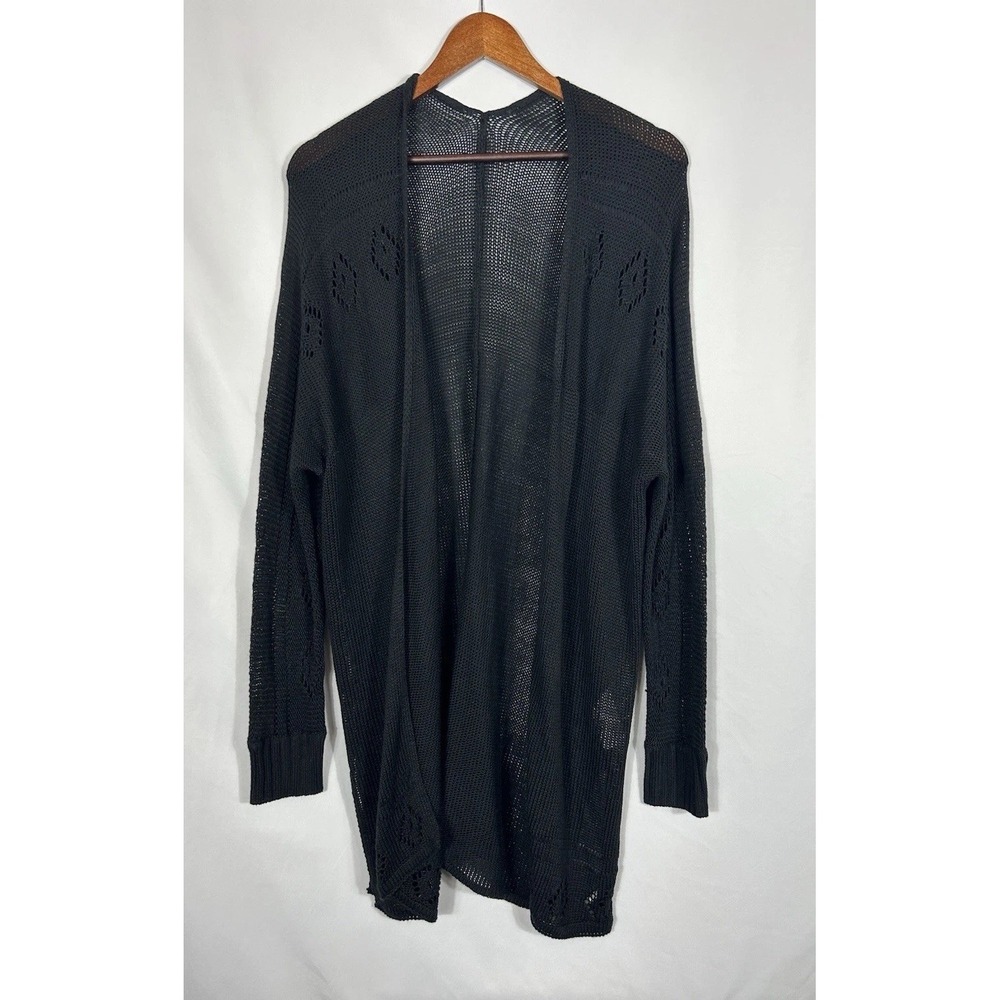 Womens Black Open Knit Long Line Cardigan Fairy Grunge Whimsigoth‎ Y2K Size L
